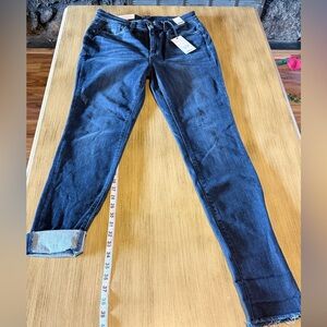 NWT Judy Blue Skinny Jeans 11/30 Mid Rise Distressed Raw Hem Stretch Denim